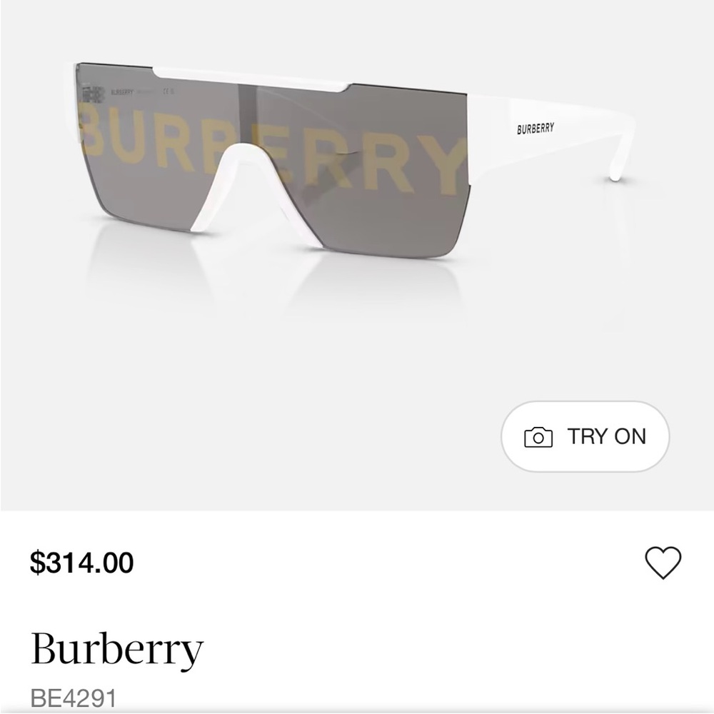 Burberry White Sunglasses with Dark Lenses